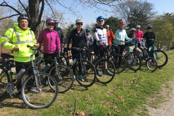 St Louis Oasis members biking in Forest Park