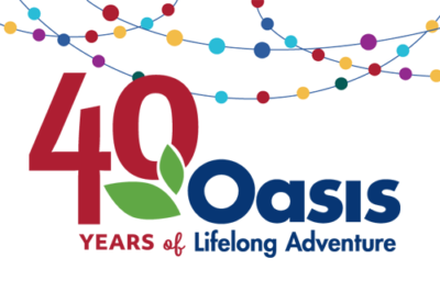Oasis 40th anniversary logo with decorations