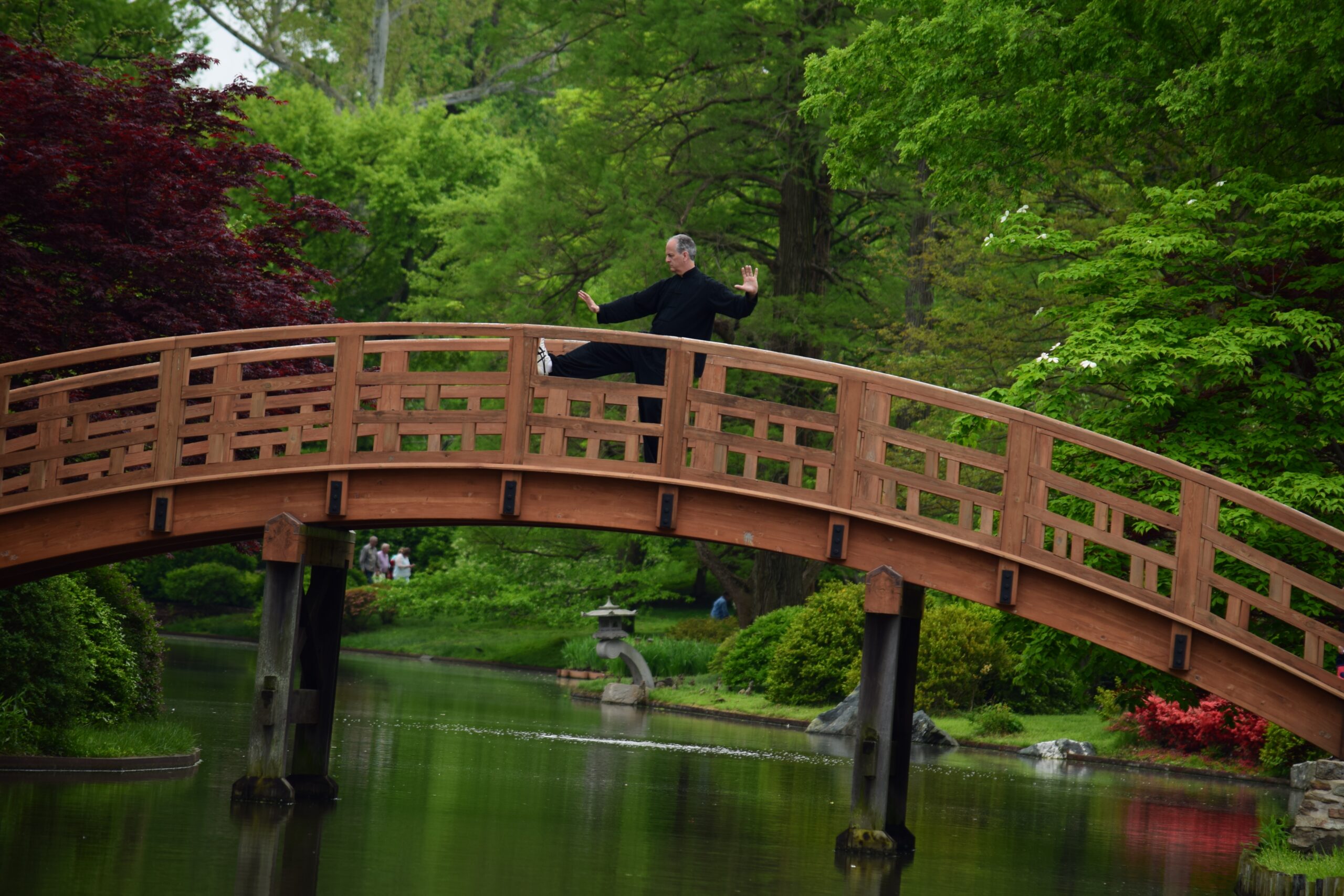 Craig Miller Craig Miller on Bridge at Botanical gardens doing Tai Chi pose